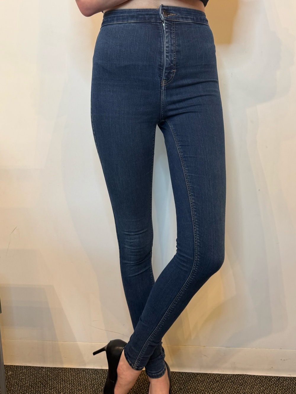 Topshop Dark Blue High-Waist Jeggings